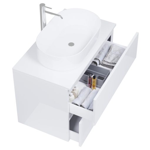 HD Zyra Lacquer White 80 fali mosdószekrény fényes fehér mosdópulttal