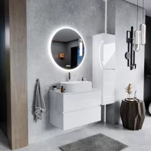HD Zyra Lacquer White 80 fali mosdószekrény fényes fehér mosdópulttal