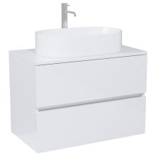 HD Zyra Lacquer White 80 komplett fürdőszoba bútor fali mosdószekrénnyel, fényes fehér mosdópulttal és tükörrel