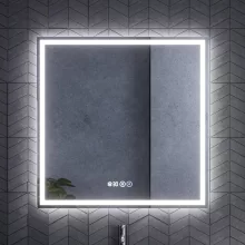 HD Cremona Lacquer White 80 komplett fürdőszoba bútor szett fali mosdószekrénnyel, fényes króm fogantyúkkal, matt fekete slim mosdóval, tükörrel és magasszekrénnyel