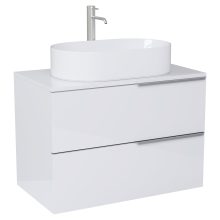 HD Carona Lacquer White 80 fali mosdószekrény fényes fehér mosdópulttal és szálcsiszolt króm fogantyúkkal