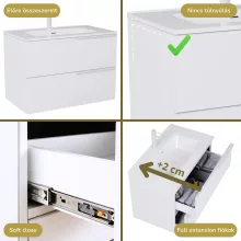 HD Cremona Lacquer White 80 fali mosdószekrény matt fehér fogantyúkkal és fényes fehér slim mosdóval