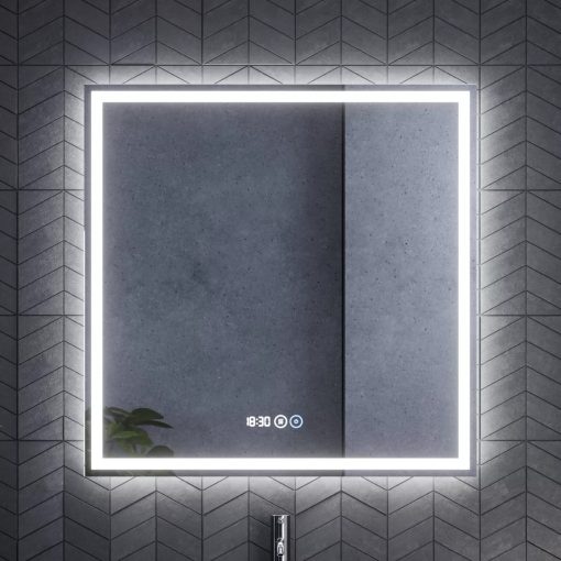 HD Cremona Lacquer White 80 komplett fürdőszoba bútor szett fali mosdószekrénnyel, matt fekete fogantyúkkal, fényes fehér slim mosdóval, tükörrel és magasszekrénnyel