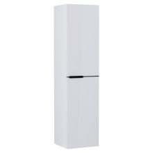 HD Cremona Lacquer White 80 komplett fürdőszoba bútor szett fali mosdószekrénnyel, matt fekete fogantyúkkal, matt fekete slim mosdóval, tükörrel és magasszekrénnyel