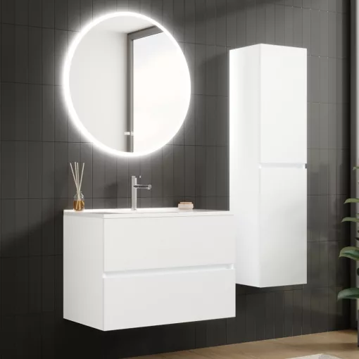 HD Aria Silk Matt White 80 fali mosdószekrény fényes fehér slim mosdóval