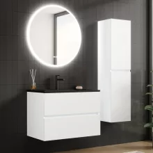 HD Aria Silk Matt White 80 fali mosdószekrény matt fekete slim mosdóval