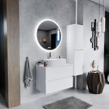 HD Zyra Silk Matt White 80 fali mosdószekrény selymes matt fehér mosdópulttal