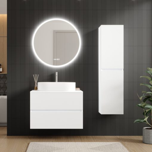 HD Zyra Silk Matt White 80 fali mosdószekrény selymes matt fehér mosdópulttal