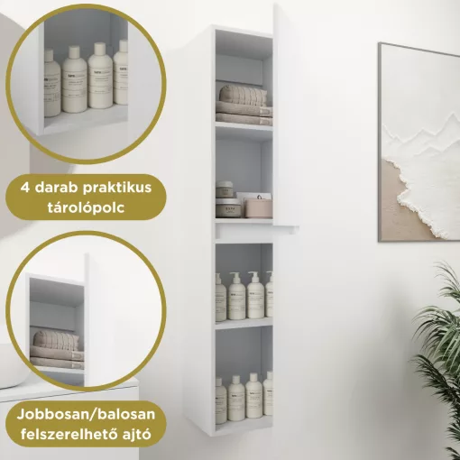 HD Zyra Pro Silk Matt White 80 komplett fürdőszoba bútor szett fali push-to-open mosdószekrénnyel, selymes matt fehér mosdópulttal, tükörrel és magasszekrénnyel