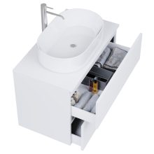 HD Zyra Silk Matt White 80 komplett fürdőszoba bútor szett fali mosdószekrénnyel, selymes matt fehér mosdópulttal, tükörrel és magasszekrénnyel