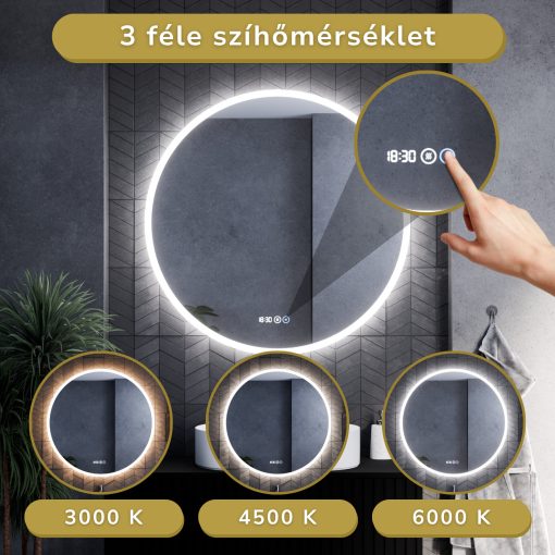 HD Zyra Pro+ Silk Matt White 100 komplett fürdőszoba bútor fali push-to-open mosdószekrénnyel, oak mosdópulttal, kiegészítő oak fali modullal és tükörrel