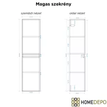 HD Aria Silk Matt White-Oak 80 komplett fürdőszoba bútor szett fali mosdószekrénnyel, matt fekete slim mosdóval, tükörrel és magasszekrénnyel