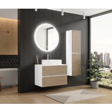 HD Zyra Silk Matt White-Oak 80 fali mosdószekrény selymes matt fehér mosdópulttal