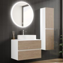 HD Zyra Silk Matt White-Oak 80 fali mosdószekrény selymes matt fehér mosdópulttal