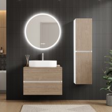 HD Zyra Silk Matt White-Oak 80 fali mosdószekrény tölgyfa színű mosdópulttal