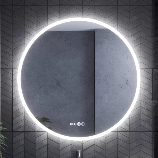 HD Zyra+ Silk Matt White-Oak 100 komplett fürdőszoba bútor fali mosdószekrénnyel, tölgyfa színű mosdópulttal, kiegészítő tölgyfa színű fali modullal és tükörrel