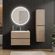 HD Aria Oak 80 fali mosdószekrény fényes fehér slim mosdóval