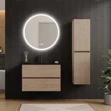 HD Aria Oak 80 fali mosdószekrény matt fekete slim mosdóval