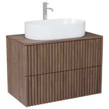 HD Rapallo Pro Oak 80 fali mosdószekrény, push-to-open mechanizmussal, tölgyfa színű mosdópulttal