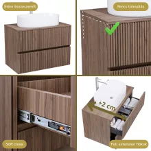 HD Turin Oak 80 komplett fürdőszoba bútor fali mosdószekrénnyel, tölgyfa színű mosdópulttal és tükörrel