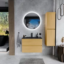 HD Aria Hickory 80 fali mosdószekrény matt fekete slim mosdóval