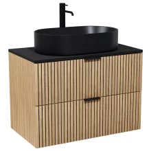 HD Palma Hickory 80 fali mosdószekrény matt fekete mosdópulttal és matt fekete fogantyúkkal