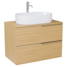 HD Carona Hickory 80 fali mosdószekrény hikoridió színű mosdópulttal és fényes króm fogantyúkkal