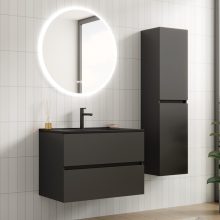 HD Aria Antracit 80 komplett fürdőszoba bútor fali mosdószekrénnyel, matt fekete slim mosdóval és tükörrel