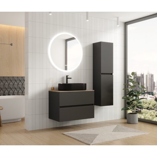 HD Zyra Antracit 80 fali mosdószekrény oak mosdópulttal