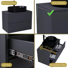 HD Zyra Pro Antracit 80 fali mosdószekrény, push-to-open mechanizmussal, antracit mosdópulttal