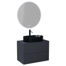 HD Zyra Pro Antracit 80 komplett fürdőszoba bútor fali push-to-open mosdószekrénnyel, antracit mosdópulttal és tükörrel