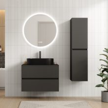 HD Zyra Pro Antracit 80 komplett fürdőszoba bútor fali push-to-open mosdószekrénnyel, antracit mosdópulttal és tükörrel