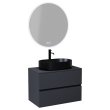 HD Zyra Antracit 80 komplett fürdőszoba bútor fali mosdószekrénnyel, antracit mosdópulttal és tükörrel