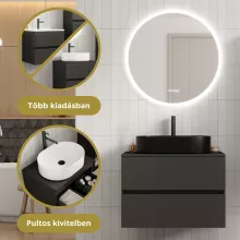 HD Zyra Pro Antracit 80 komplett fürdőszoba bútor szett fali push-to-open mosdószekrénnyel, antracit mosdópulttal, tükörrel és magasszekrénnyel