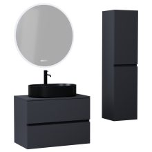 HD Zyra Antracit 80 komplett fürdőszoba bútor szett fali mosdószekrénnyel, antracit mosdópulttal, tükörrel és magasszekrénnyel