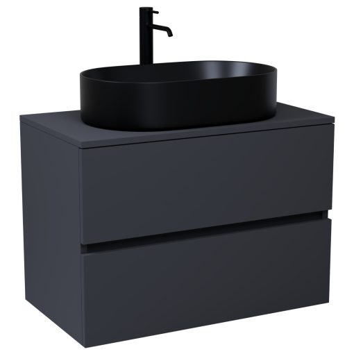 HD Zyra Antracit 80 komplett fürdőszoba bútor szett fali mosdószekrénnyel, antracit mosdópulttal, tükörrel és magasszekrénnyel