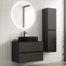 HD Zyra Antracit 80 komplett fürdőszoba bútor szett fali mosdószekrénnyel, antracit mosdópulttal, tükörrel és magasszekrénnyel