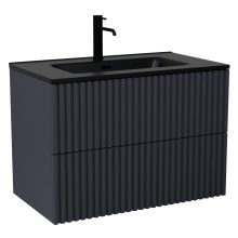 HD Ravello Pro Matt Antracit 80 fali mosdószekrény, push-to-open mechanizmussal, matt fekete slim mosdóval