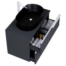 HD Carona Matt Antracit 80 fali mosdószekrény matt antracit mosdópulttal és matt fehér fogantyúkkal