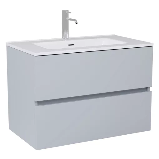 HD Aria Fume Grey 80 fali mosdószekrény fényes fehér slim mosdóval
