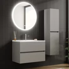 HD Aria Fume Grey 80 fali mosdószekrény fényes fehér slim mosdóval