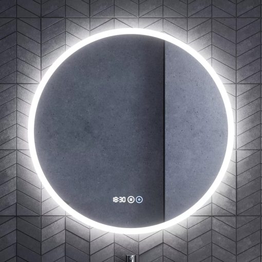 HD Aria Fume Grey 80 komplett fürdőszoba bútor szett fali mosdószekrénnyel, fényes fehér slim mosdóval, tükörrel és magasszekrénnyel