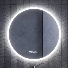 HD Aria Pro Fume Grey 80 komplett fürdőszoba bútor fali push-to-open mosdószekrénnyel, matt fekete slim mosdóval és tükörrel