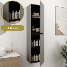 HD Aria Fume Grey 80 komplett fürdőszoba bútor szett fali mosdószekrénnyel, matt fekete slim mosdóval, tükörrel és magasszekrénnyel