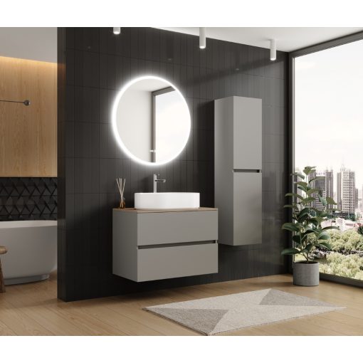 HD Zyra Fume Grey 80 fali mosdószekrény oak mosdópulttal