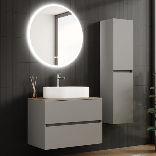 HD Zyra Fume Grey 80 fali mosdószekrény oak mosdópulttal