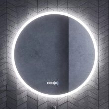 HD Zyra Pro Fume Grey 80 komplett fürdőszoba bútor fali push-to-open mosdószekrénnyel, oak mosdópulttal és tükörrel