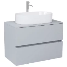 HD Zyra Fume Grey 80 komplett fürdőszoba bútor szett fali mosdószekrénnyel, füst szürke mosdópulttal, tükörrel és magasszekrénnyel