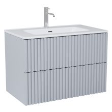 HD Ravello Pro Fume Grey 80 fali mosdószekrény, push-to-open mechanizmussal, fényes fehér slim mosdóval