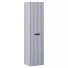 HD Ravello Fume Grey 80 komplett fürdőszoba bútor szett fali mosdószekrénnyel, matt fekete fogantyúkkal, fényes fehér slim mosdóval, tükörrel és magasszekrénnyel